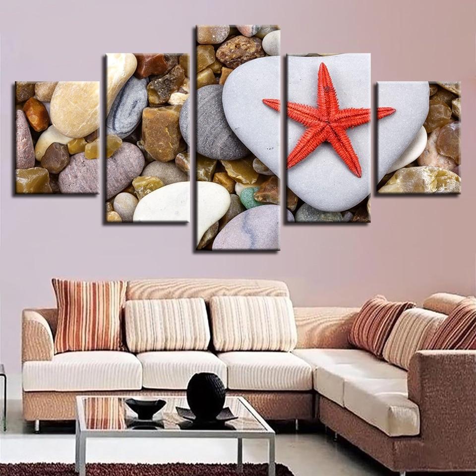 Starfish And Stone - Space 5 Panel Canvas Art Wall Decor Starfish And Stone - Space 5 Panel Canvas Art Wall Decor