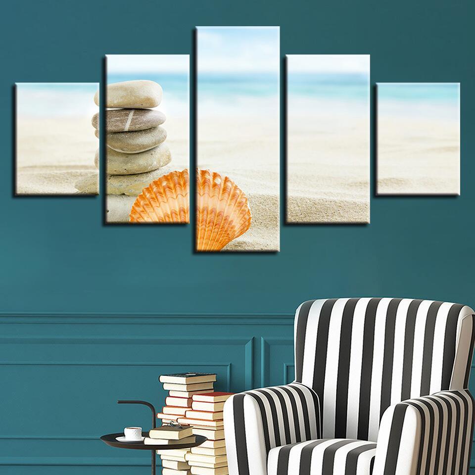 Starfish Sea Shells 23 - Space 5 Panel Canvas Art Wall Decor Starfish Sea Shells 23 - Space 5 Panel Canvas Art Wall Decor