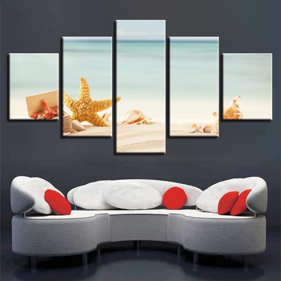 Starfish Shell 11 - Space 5 Panel Canvas Art Wall Decor Starfish Shell 11 - Space 5 Panel Canvas Art Wall Decor