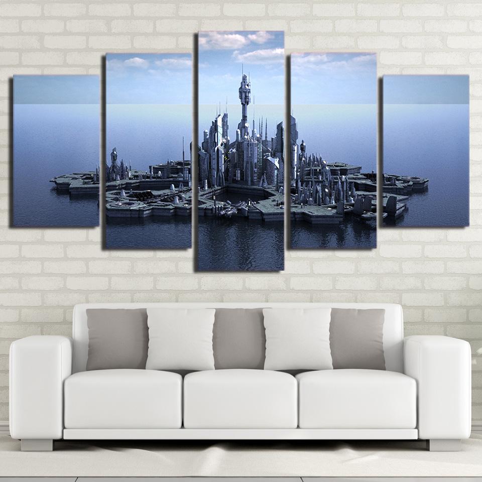 Stargate Atlantis - Landscape 5 Panel Canvas Art Wall Decor Stargate Atlantis - Landscape 5 Panel Canvas Art Wall Decor