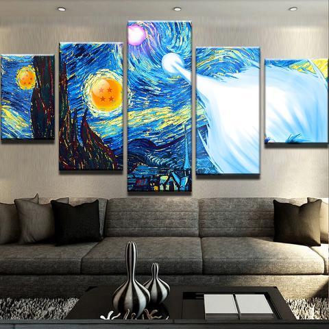 Starry Dragonball Fight - Anime 5 Panel Canvas Art Wall Decor Starry Dragonball Fight - Anime 5 Panel Canvas Art Wall Decor