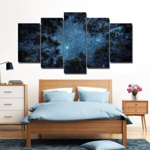 Starry Night 01 - Nature 5 Panel Canvas Art Wall Decor