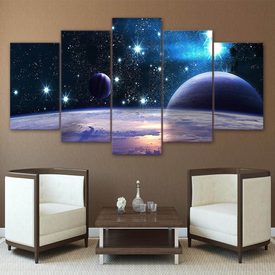 Starry Sky 10 - Space 5 Panel Canvas Art Wall Decor Starry Sky 10 - Space 5 Panel Canvas Art Wall Decor