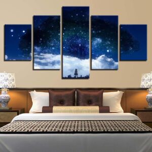 Starry Sky 25 - Space 5 Panel Canvas Art Wall Decor