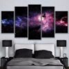 Starry Sky Nebula Dust Planets Landscape - Space 5 Panel Canvas Art Wall Decor