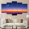 Starry sky Moon - Space 5 Panel Canvas Art Wall Decor