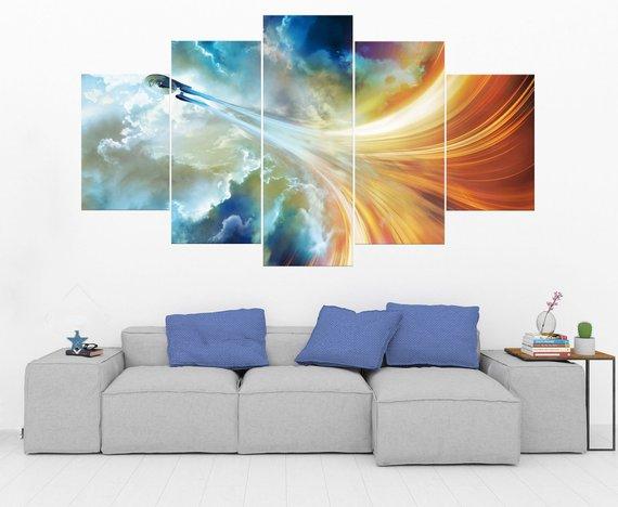Starship Enterprise - Star Trek 3 - Movie 5 Panel Canvas Art Wall Decor Starship Enterprise - Star Trek 3 - Movie 5 Panel Canvas Art Wall Decor