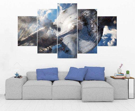 Starship Enterprise - Star Trek 7 - Movie 5 Panel Canvas Art Wall Decor Starship Enterprise - Star Trek 7 - Movie 5 Panel Canvas Art Wall Decor