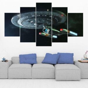 Starship Enterprise - Star Trek 8 - Movie 5 Panel Canvas Art Wall Decor