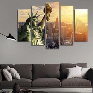 Statue Of Liberty 04 - Nature 5 Panel Canvas Art Wall Decor