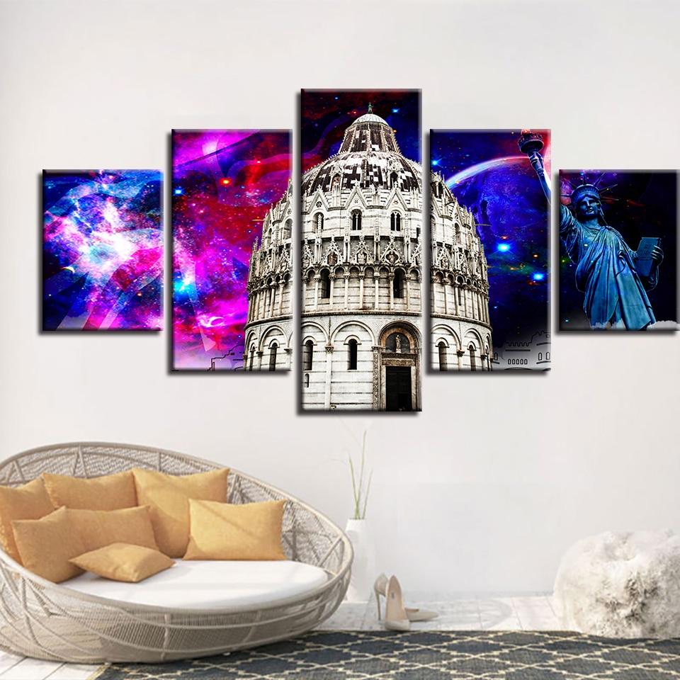 Statue Of Liberty Building - Nature 5 Panel Canvas Art Wall Decor Statue Of Liberty Building - Nature 5 Panel Canvas Art Wall Decor