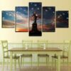 Statue Of Liberty Usa Flag Liberty - Abstract 5 Panel Canvas Art Wall Decor