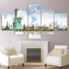 Statue of Liberty city - Nature 5 Panel Canvas Art Wall Decor