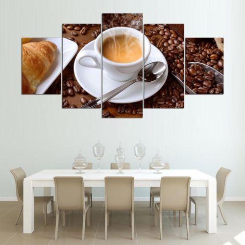 Steaming Coffee Cup - Nature 5 Panel Canvas Art Wall Decor Steaming Coffee Cup - Nature 5 Panel Canvas Art Wall Decor
