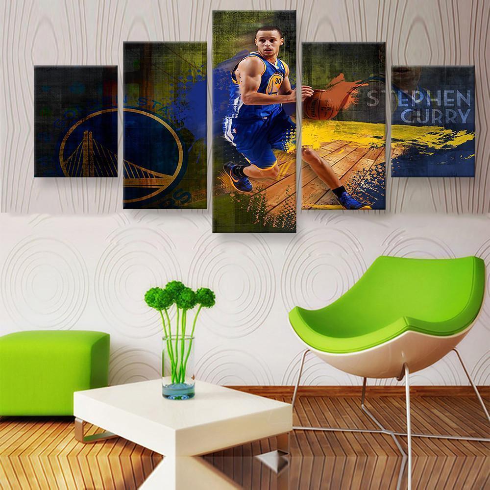 Steph Curry NBA Basketball - 5 Panel Canvas Art Wall Decor Steph Curry NBA Basketball - 5 Panel Canvas Art Wall Decor