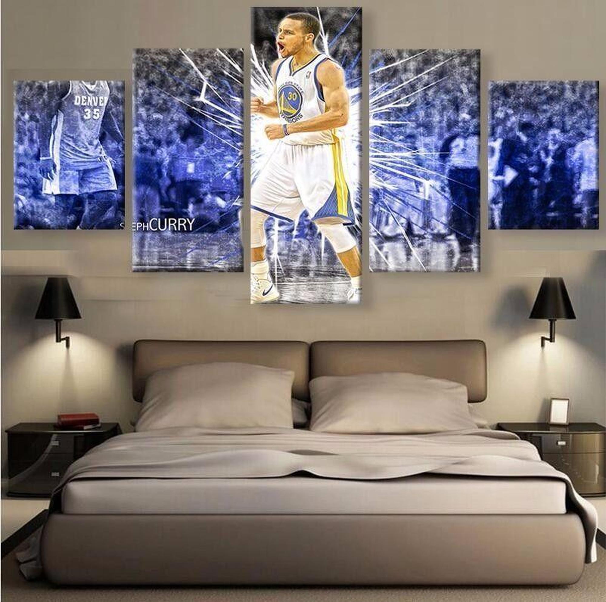 Stephen Curry Golden State Basketball Star Celebrity - 5 Panel Canvas Art Wall Decor Stephen Curry Golden State Basketball Star Celebrity - 5 Panel Canvas Art Wall Decor