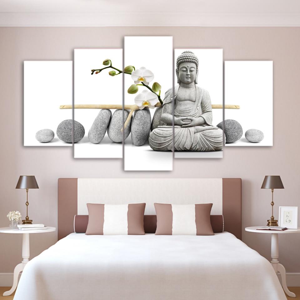 Stone Buddha 01 - Religion 5 Panel Canvas Art Wall Decor Stone Buddha 01 - Religion 5 Panel Canvas Art Wall Decor