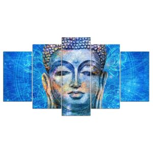 Stone Buddha statue 02 - Religion 5 Panel Canvas Art Wall Decor
