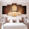 Stone Buddha statue 05 - Religion 5 Panel Canvas Art Wall Decor