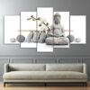 Stone Buddha statue - Religion 5 Panel Canvas Art Wall Decor