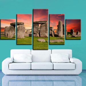 Stone Sunset Scenery - Nature 5 Panel Canvas Art Wall Decor