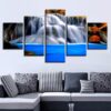 Stone Waterfall Beautiful 2 - Nature 5 Panel Canvas Art Wall Decor