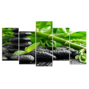 Stone bamboo 01 - Nature 5 Panel Canvas Art Wall Decor