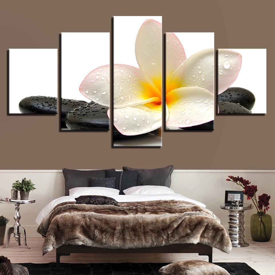Stones Plumeria Rubra Flower - Nature 5 Panel Canvas Art Wall Decor Stones Plumeria Rubra Flower - Nature 5 Panel Canvas Art Wall Decor