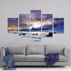 Storm Clouds Rolling In Across Sea - Space 5 Panel Canvas Art Wall Decor