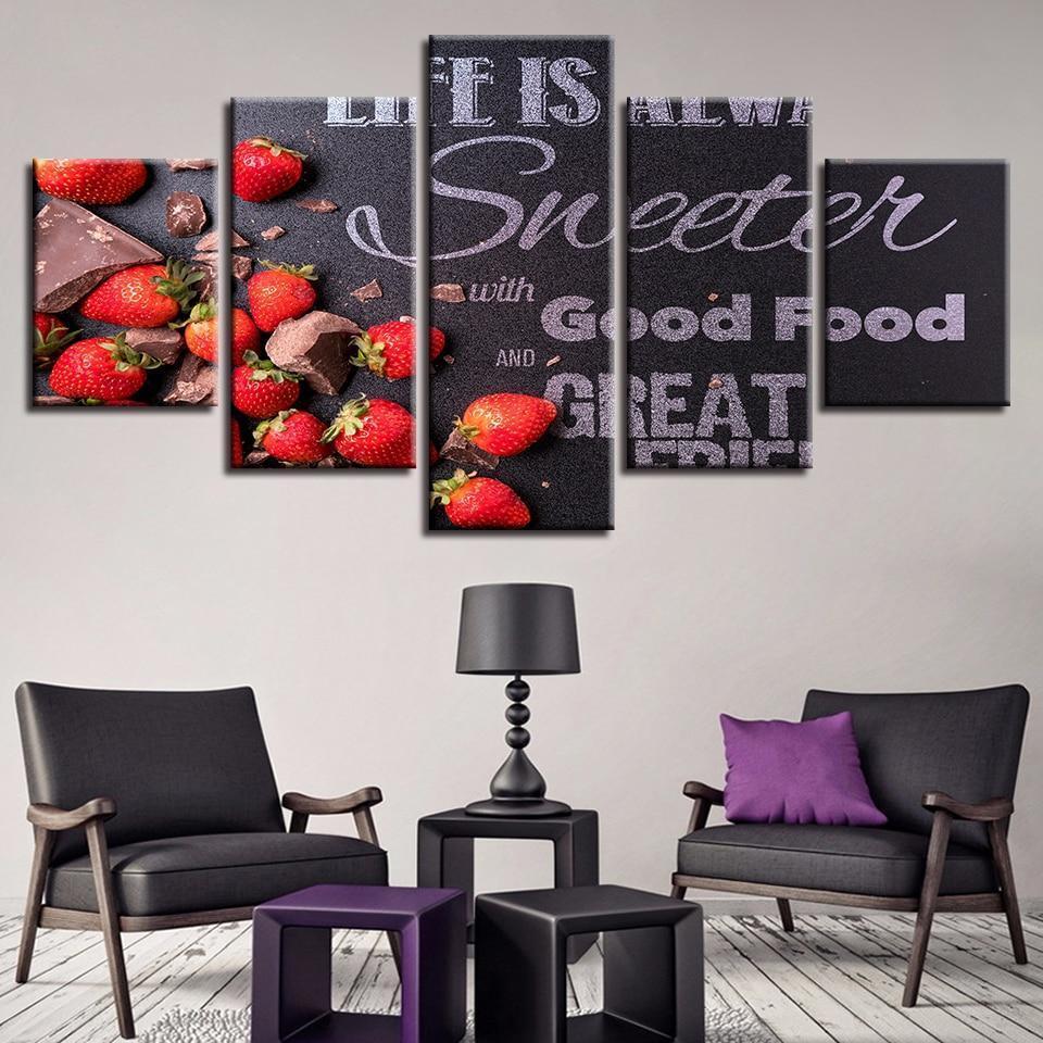 Strawberry Kitchen - 5 Panel Canvas Art Wall Decor Strawberry Kitchen - 5 Panel Canvas Art Wall Decor