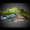 Stream wooden woods - Nature 5 Panel Canvas Art Wall Decor