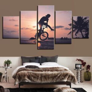 Street Boy And Sunset Beach - Space 5 Panel Canvas Art Wall Decor