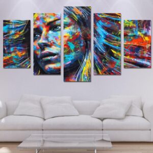 Strong Woman - Abstract 5 Panel Canvas Art Wall Decor