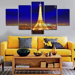 Stunning Eiffel Tower Landscape - Nature 5 Panel Canvas Art Wall Decor