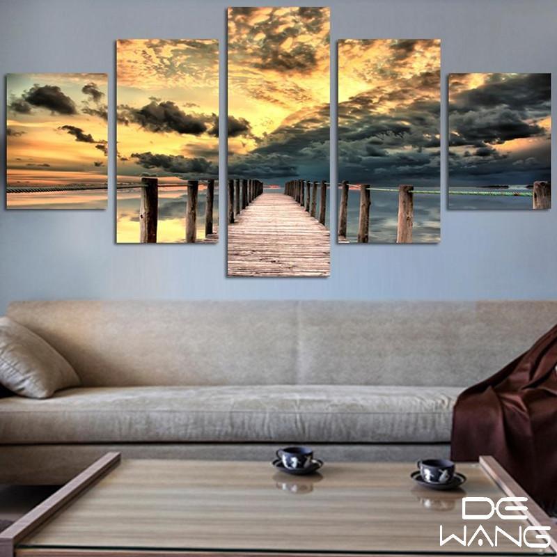 Stunning Sky At Sunset - Space 5 Panel Canvas Art Wall Decor Stunning Sky At Sunset - Space 5 Panel Canvas Art Wall Decor