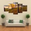Stunning View Of The Lake In Sunset Time - Nature 5 Panel Canvas Art Wall Decor