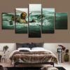 Submerged In Sea Buddha Statue - Religion 5 Panel Canvas Art Wall Decor