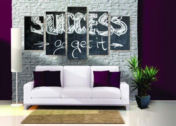 Success Go Get It - Abstract 5 Panel Canvas Art Wall Decor Success Go Get It - Abstract 5 Panel Canvas Art Wall Decor
