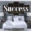 Success Motivational Quote - Abstract 5 Panel Canvas Art Wall Decor