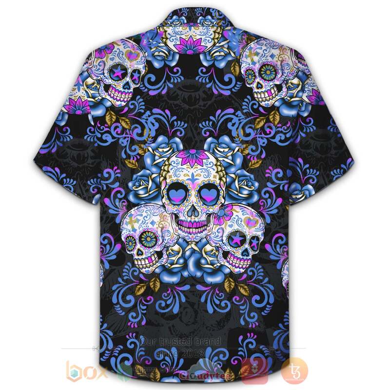 Sugar Skull Blue Hawaiian Shirt Sugar Skull Blue Hawaiian Shirt