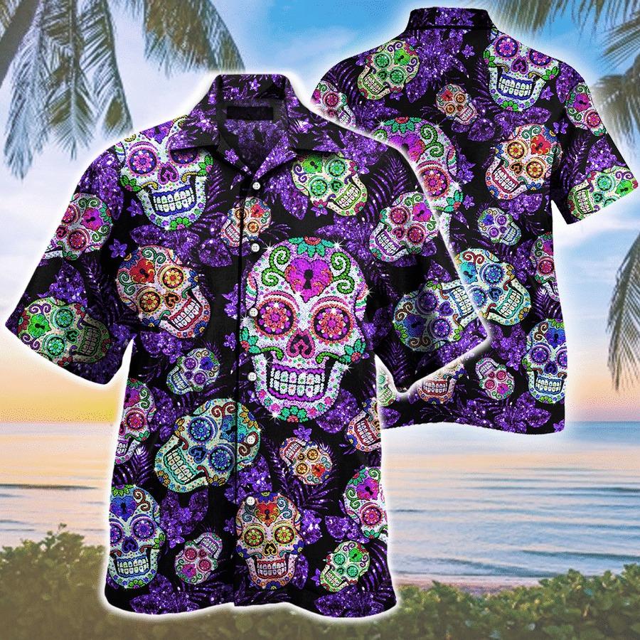 Sugar Skull Purple Twinkle Pattern Hawaiian Shirt Sugar Skull Purple Twinkle Pattern Hawaiian Shirt