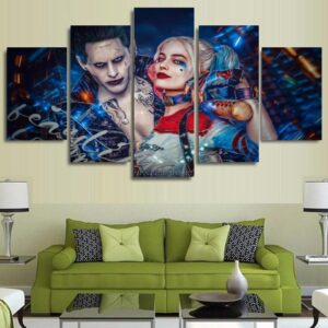 Suicide Squad Harley Quinn & Joker - Dc 5 Panel Canvas Art Wall Decor