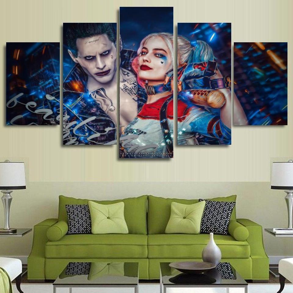 Suicide Squad Harley Quinn & Joker - Dc 5 Panel Canvas Art Wall Decor Suicide Squad Harley Quinn & Joker - Dc 5 Panel Canvas Art Wall Decor