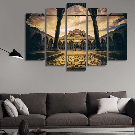 Sultan Ahmed Mosque 01 - Nature 5 Panel Canvas Art Wall Decor Sultan Ahmed Mosque 01 - Nature 5 Panel Canvas Art Wall Decor