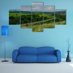 Summer Crimson Sunset - Nature 5 Panel Canvas Art Wall Decor