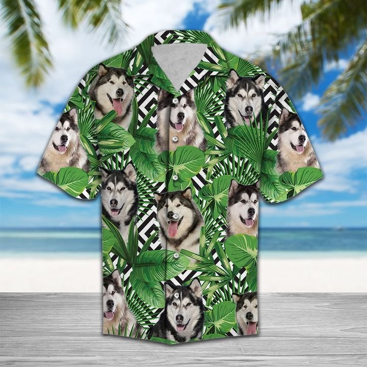 Summer Exotic Jungle Tropical Alaskan Malamute Hawaiian Shirt Summer Button Up Summer Exotic Jungle Tropical Alaskan Malamute Hawaiian Shirt Summer Button Up