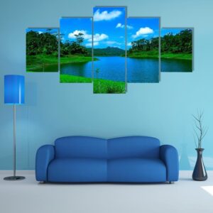 Summer Lake In Indonesia - Nature 5 Panel Canvas Art Wall Decor
