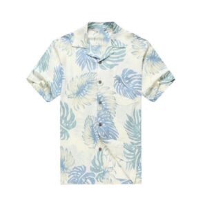Summer Palm Leaves In White All Over Printed Hawaiian Shirt