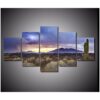 Summer Storm In Desert - Nature 5 Panel Canvas Art Wall Decor
