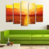 Summer Sunset Warm Colors - Abstract 5 Panel Canvas Art Wall Decor